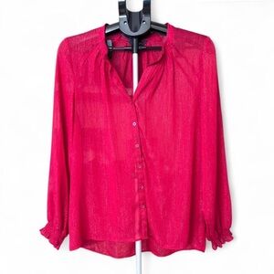 Simply Vera Vera Wang Bright Red Sheer Shimmer Blouse